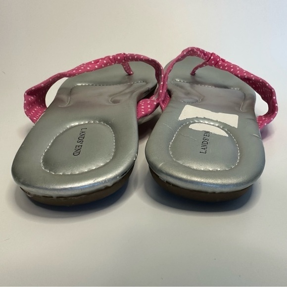 Lands' End Women’s Sandals Size 8B Silver Pink Polka Dot Thong Flip Flop - Picture 11 of 13